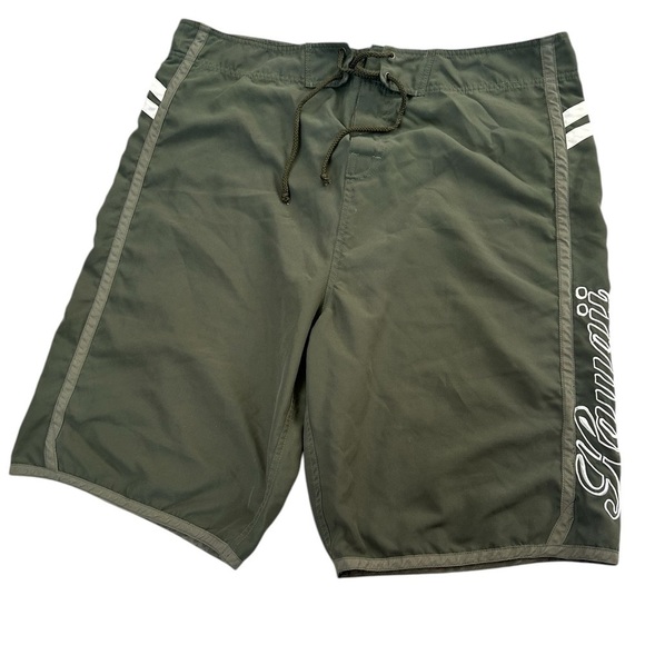 FAVANT HAWAII SWIM BOARD SHORTS OLIVE GREEN 100% COTTON, SIZE 40 - Picture 2 of 7